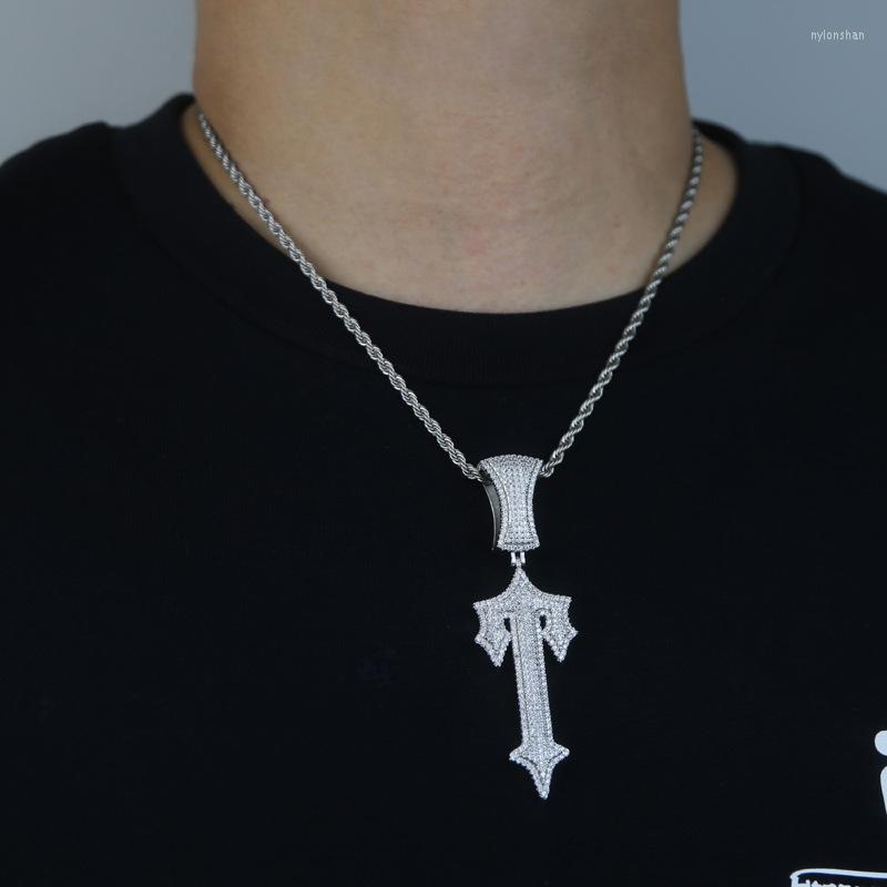 Pendant Necklaces Iced Out Zirconia Letter Trap Rapper Star Necklace For Men Real Gold Plated Solid Back Rock Street Jewelry