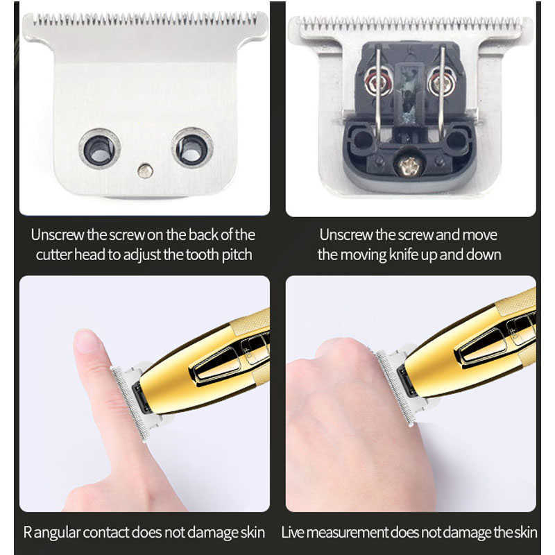 Hair Trimmer Kemei Professional Hair Clipper For Men Adjustable Electric Beard Hair Trimmer Rechargeable Barber Machine Cordless Metal Handle