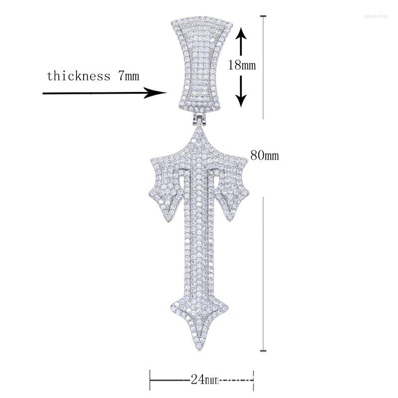 Pendant Necklaces Iced Out Zirconia Letter Trap Rapper Star Necklace For Men Real Gold Plated Solid Back Rock Street Jewelry