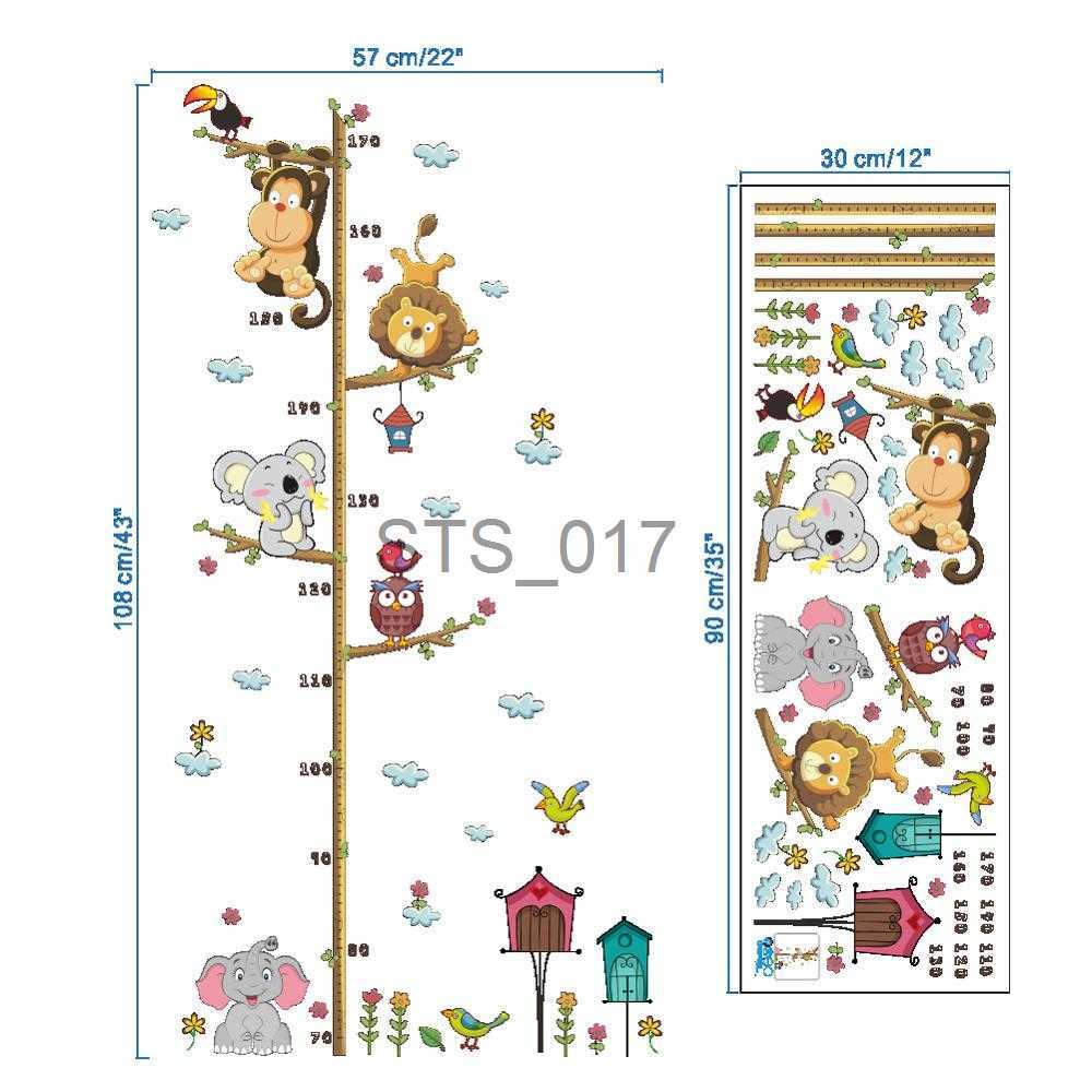 Other Decorative Stickers Cartoon Height Measure Wall Sticker for Kids Rooms Child Growth Ruler Stickers Gauge Growth Chart School Decals Nursery Bedr