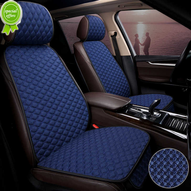New Summer Car Seat Cover Skidproof Front Rear Backrest Flax Protector Auto Seat Protect Cushion Anti-slip Pad at Car Accessories