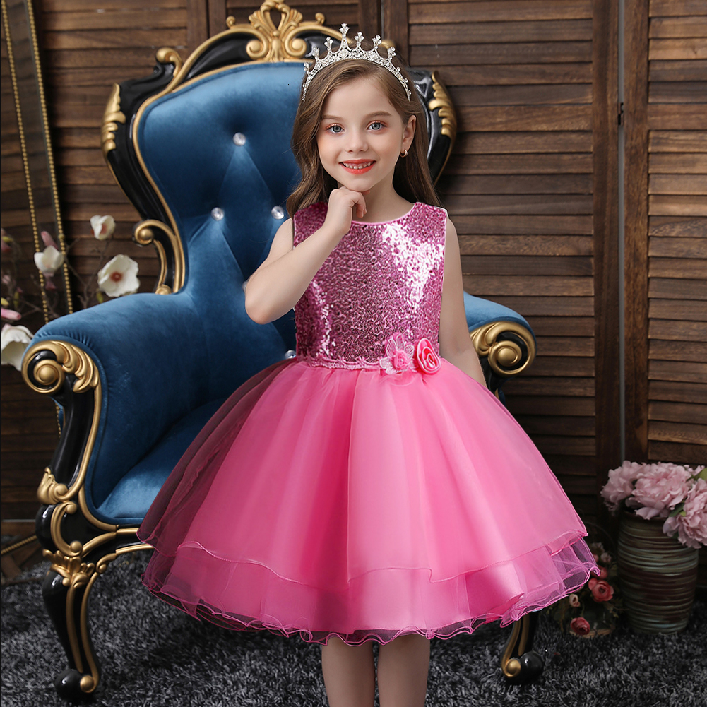 Girl's Dresses Kid Ball Birthday Flower Girl Bridesmaid Dress For Party Sequined Princess Customer of 7 Years Old 230712