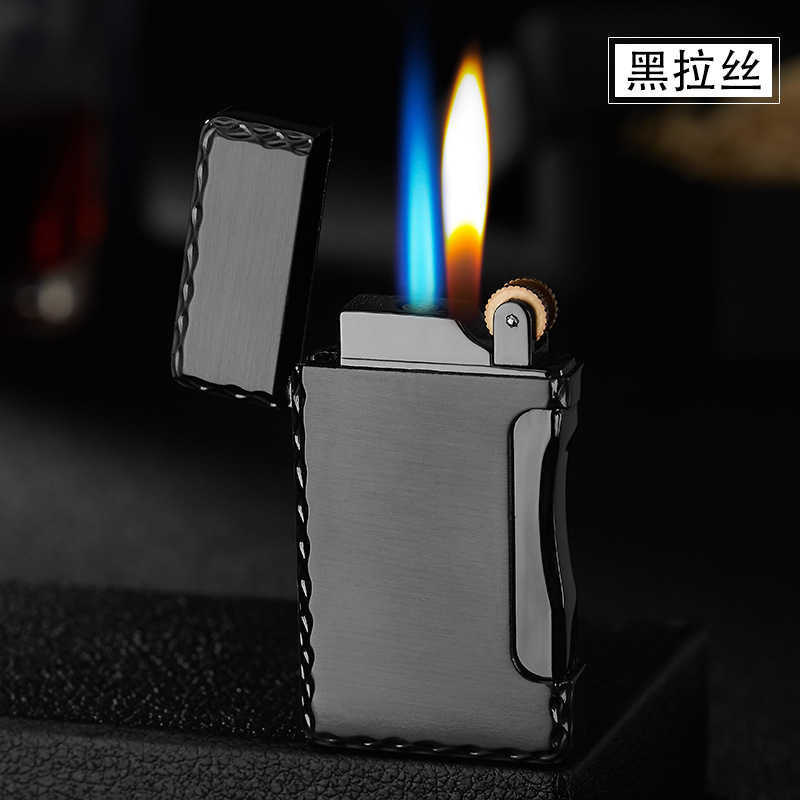 New Metal Double Flame Jet No Gas Lighter Grinding Torch Turbo Flint Free Fire Butane Windproof Cigarette Cigar 934K W260202