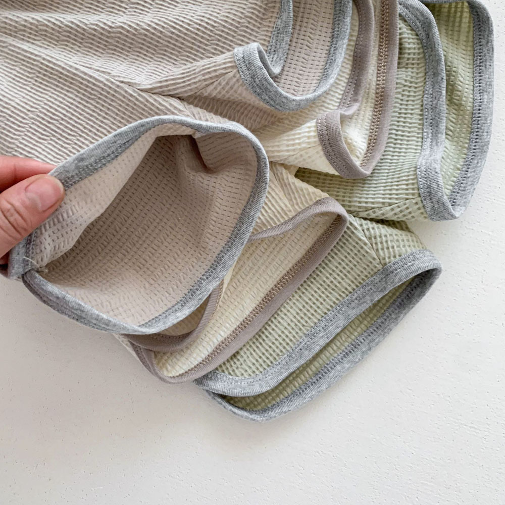 Pajamas Baby Set for Girl Boy Kids Short Sleeve Solid Sleepwear Toddler Breathable Home Clothes Children Pyjamas Top Shorts 2PCS 230711