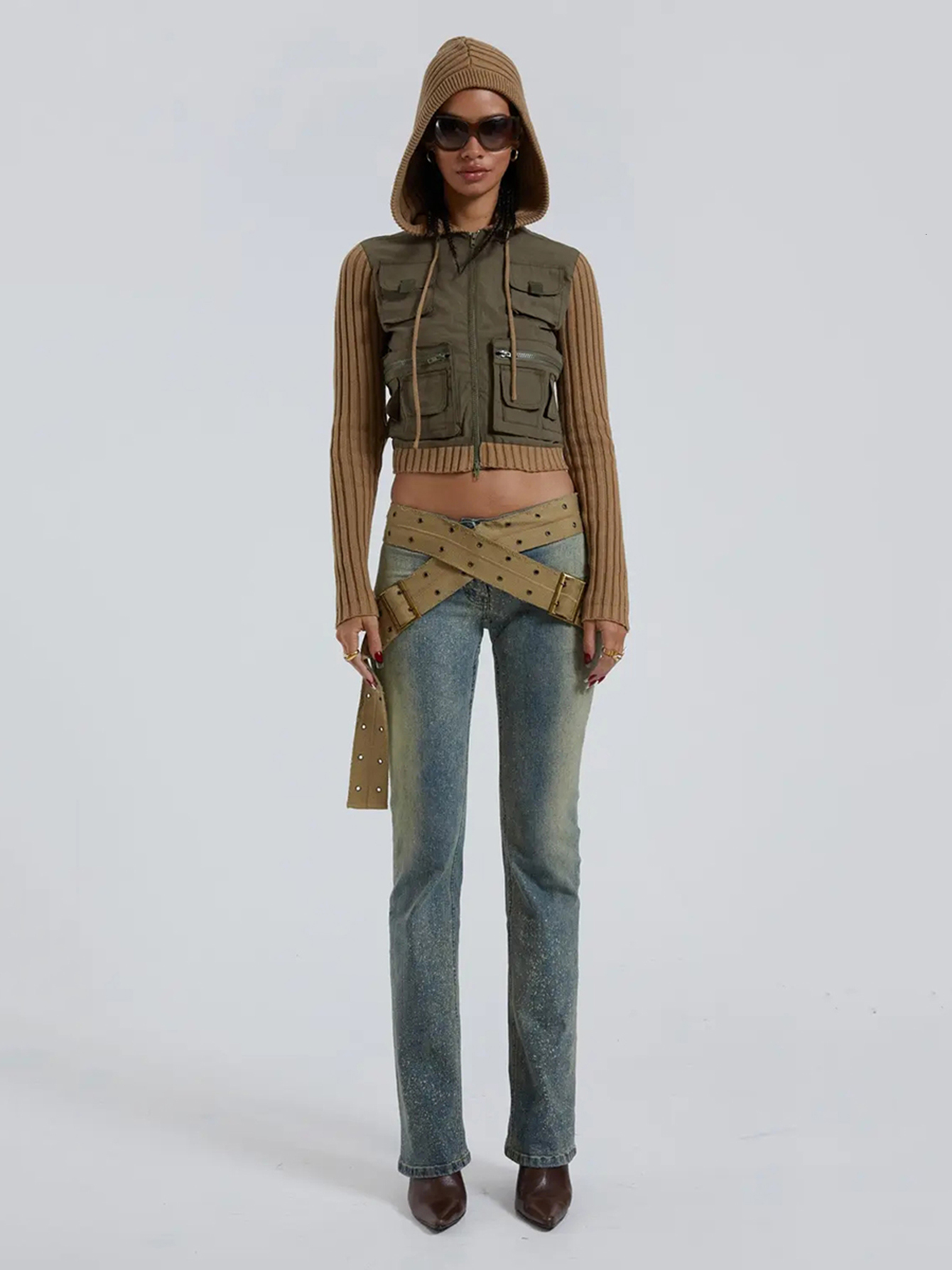 Skirts REDDACHiC Vintage Low Waist Flared Jeans for Women Cross Belt Bell bottoms Slim Fit Bootcut Pants Retro Y2k Trousers Streetwear 230711