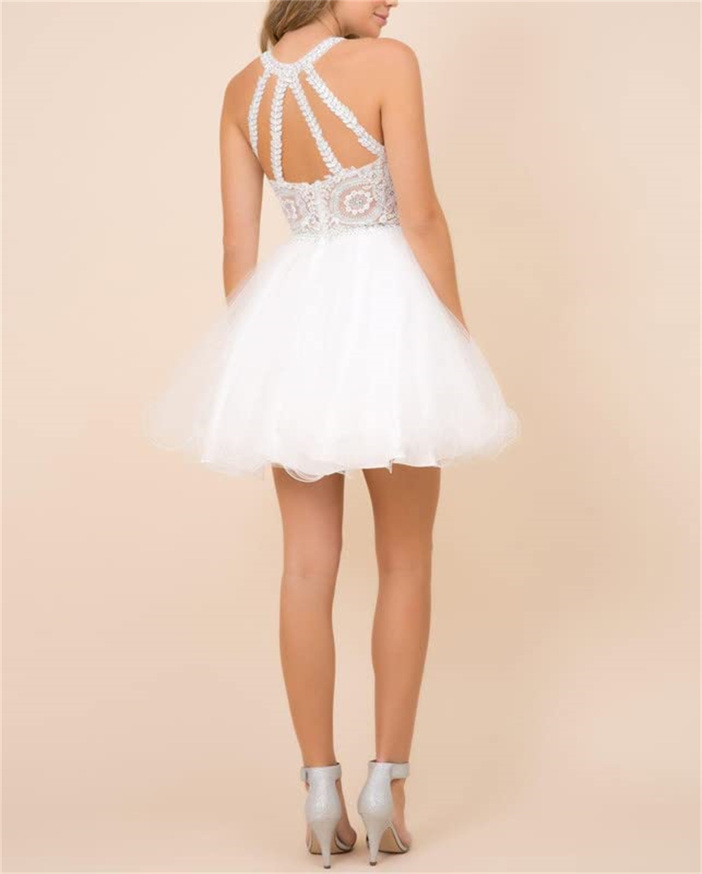 Short Homecoming Dresses Appliques Beading A-Line Jewel Backless Tulle Party Gowns Princess Plus Size Mini Birthday Prom Graudation Cocktail Party Gow