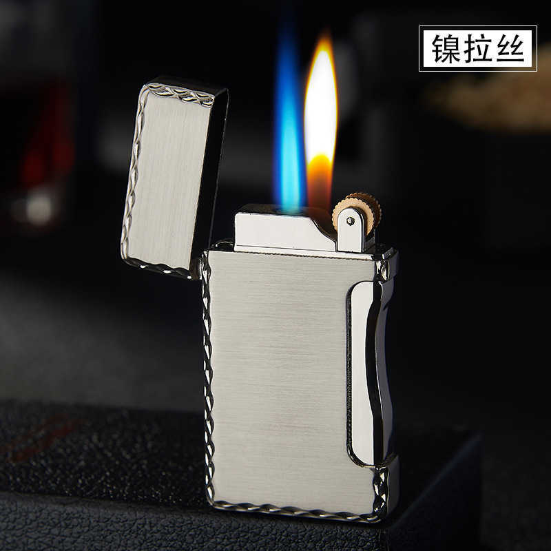 New Metal Double Flame Jet No Gas Lighter Grinding Torch Turbo Flint Free Fire Butane Windproof Cigarette Cigar 934K W260202