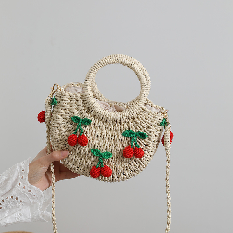 Evening Bags cute cherry small fresh straw bag handwoven strawberry messenger 230711