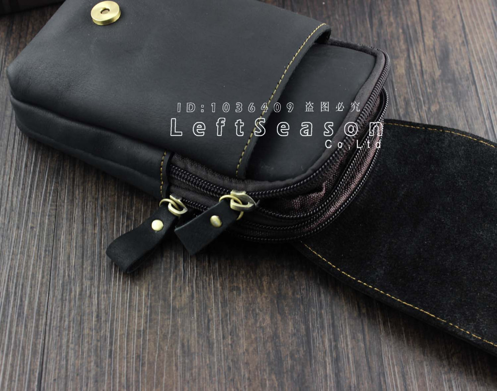 Evening Bags Crazy Horse Genuine Leather Cell Phone Belt Hook Purse Men Waist punch Bag 230711