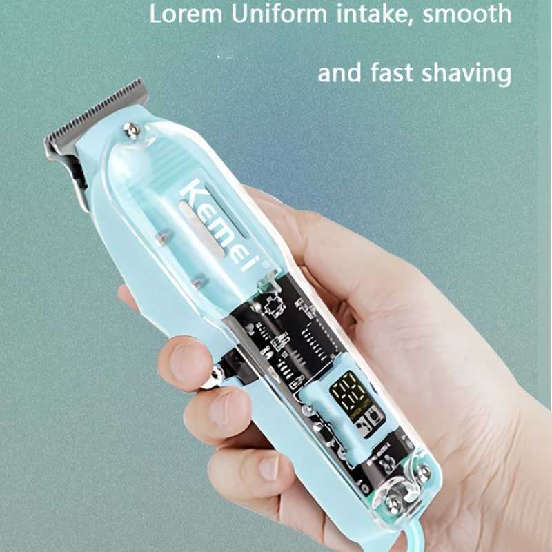 Hair Trimmer Kemei KM1133 Rechargeable Hair Cutting Machine Barber Shop Fade Professional Hair Clippers Cordless Trimmer Transparent Cover