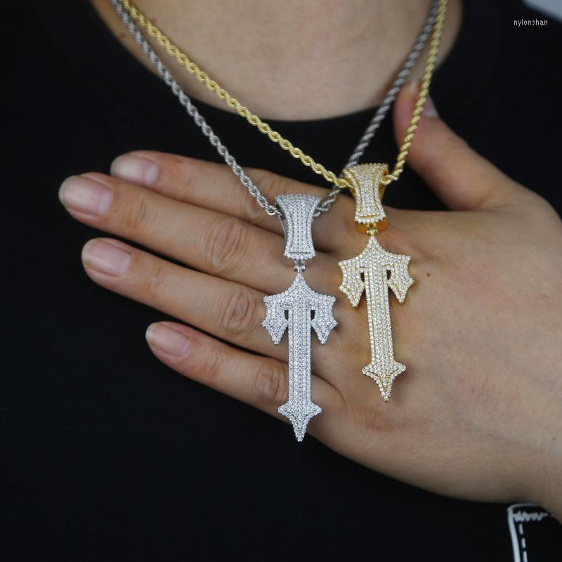 Pendant Necklaces Iced Out Zirconia Letter Trap Rapper Star Necklace For Men Real Gold Plated Solid Back Rock Street Jewelry