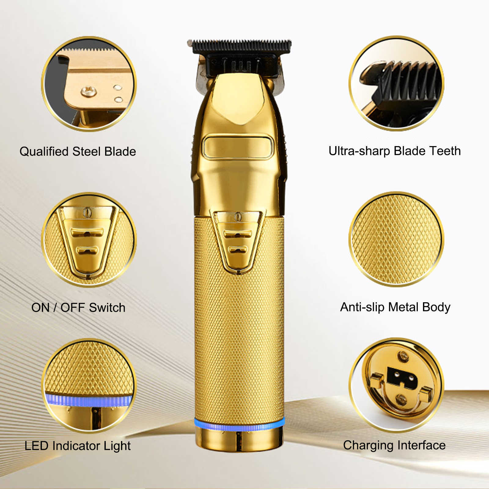 Hair Trimmer Hair Clippers with Guide Combs Men Cordless Hair Cutting Trimmer Kit Electric Haircut Kit Beard Trimmer Barber Hair Styling Tool