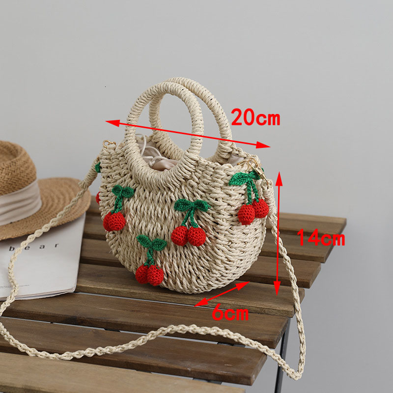 Evening Bags cute cherry small fresh straw bag handwoven strawberry messenger 230711