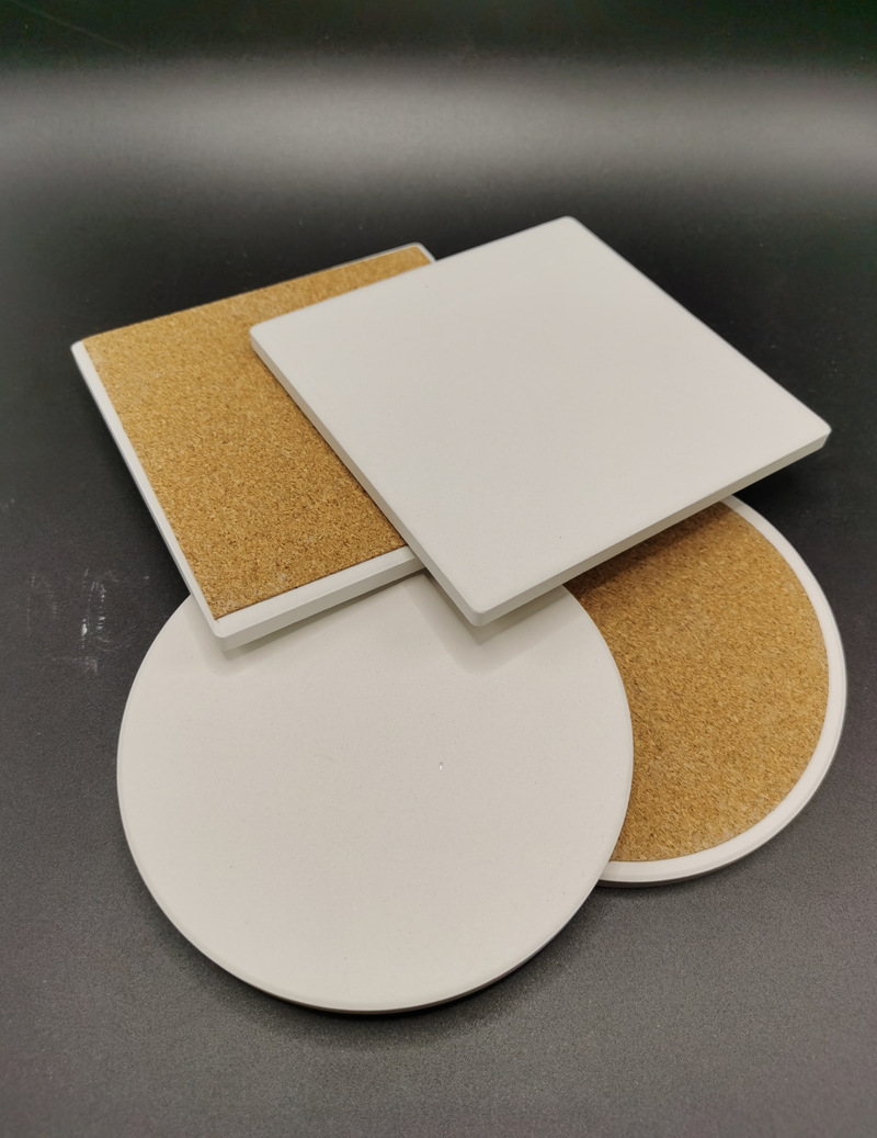 Sublimation Blanks Coaster with Cork Backing Pads Square Round Shaped Absorbent Blank Ceramic Stone Coasters