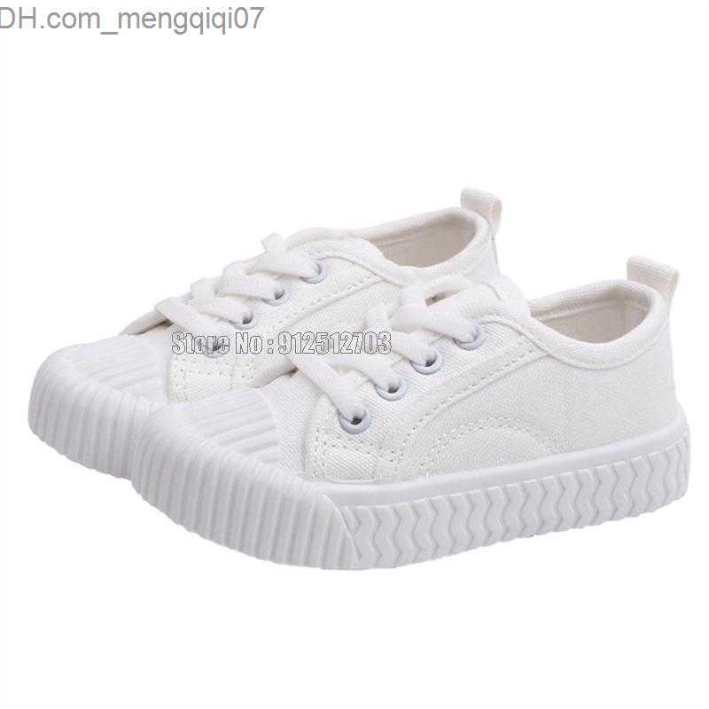 Sneakers Baby White/Black Sports Shoes Spring Lace Casual Children's Comfortable Boys/Girls Canvas Shoes Z230712