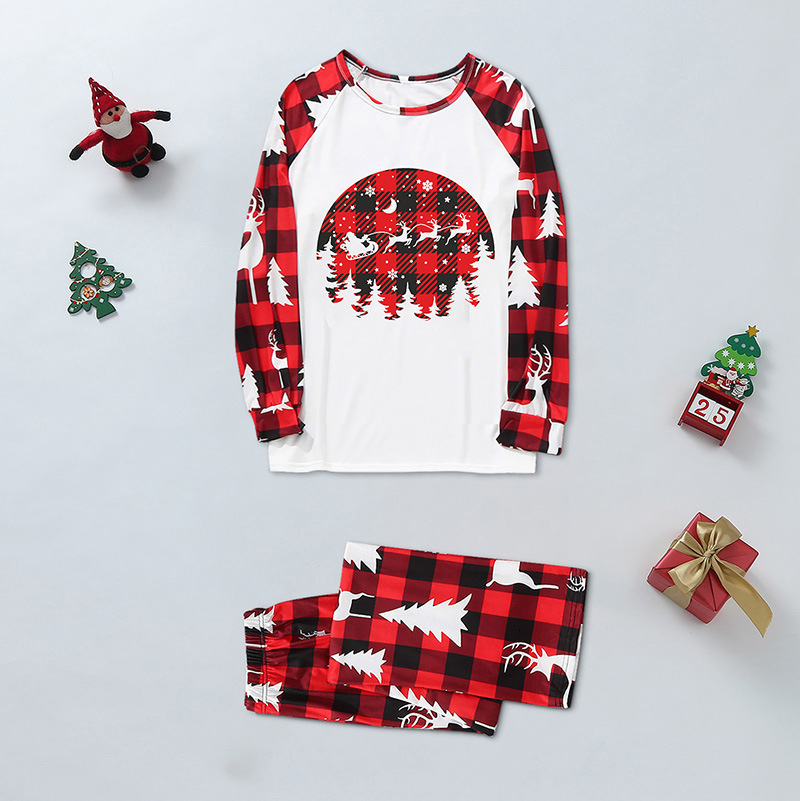 Family Matching Outfits Merry Christmas Family Pajamas Santa Tree Patchwork Mother Daughter Matching Clothes Casual Soft Sleepwear Xmas Family Look 23