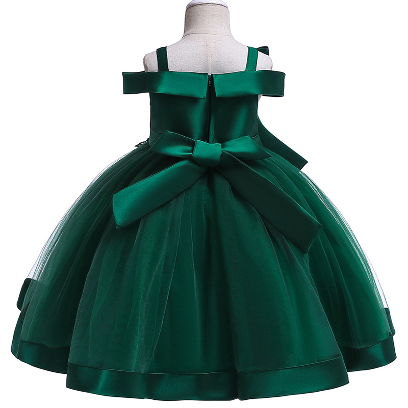Girl's Dresses 3-10 Years Kids Christmas Party Dresses For Girls Appliques Flower Elegant Wedding Dress With Bow Children Birthday Prom Gown 2307