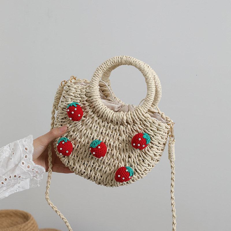 Evening Bags cute cherry small fresh straw bag handwoven strawberry messenger 230711