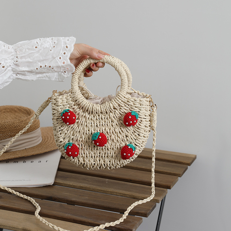 Evening Bags cute cherry small fresh straw bag handwoven strawberry messenger 230711