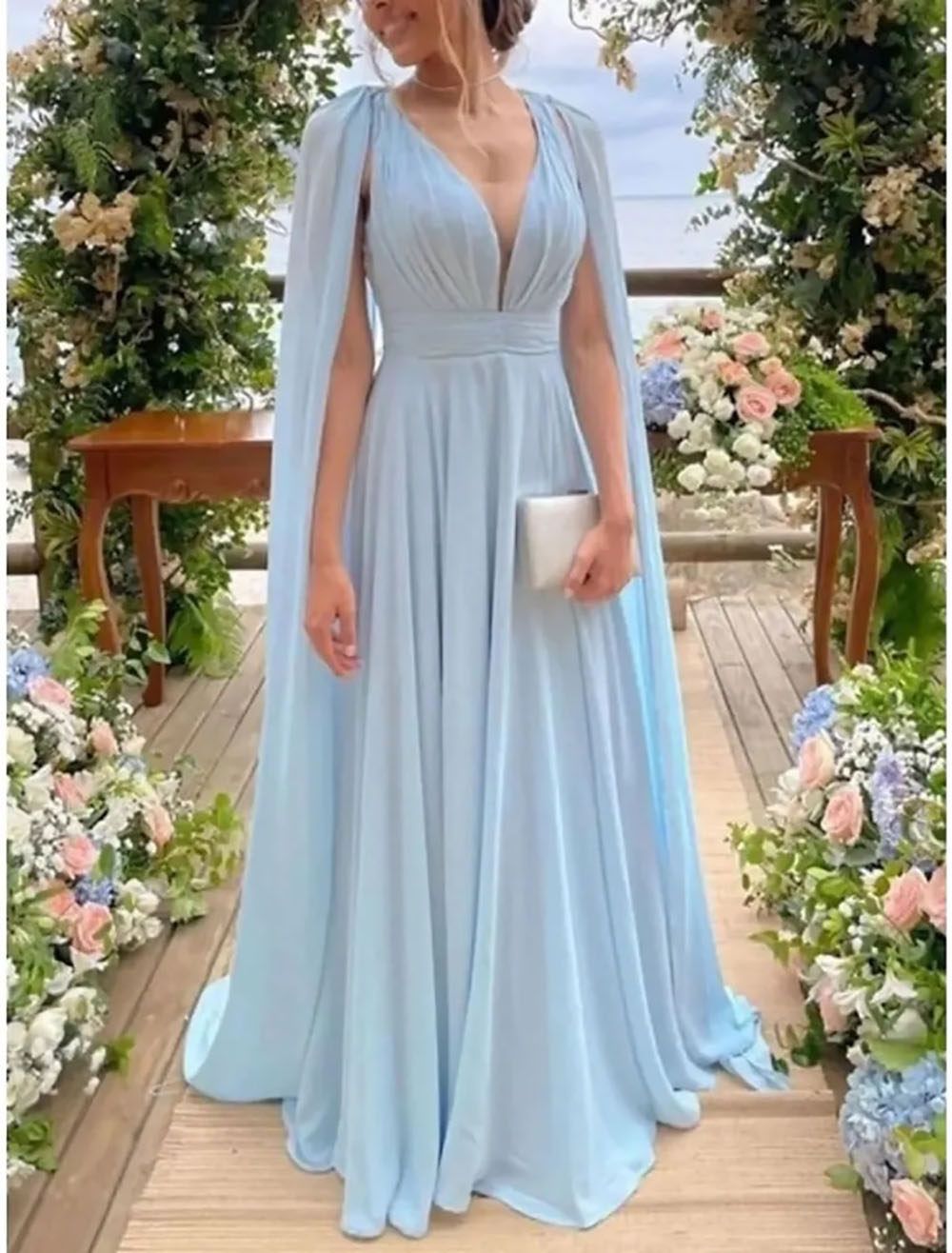 Mother's Dresses New Mother Of the Bride Dress A Line Formal V-Neck Floor-Length Chiffon Plus Size Pleat Sleeveless Custom Gown
