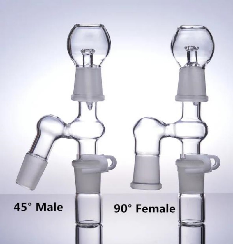 45°90°bong Accessories Ash Catcher Adapter 14mm male 18mm female oil bubbler Glass pipe smoke bowl 18.8mm