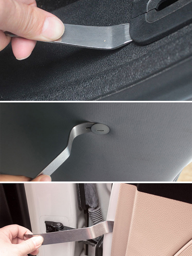 Non-Scratch Metal Car Pry Tool Set - 4pcs Steel Dash & Interior Trim Remover for Precision Radio Installation and Door Clip Removal HM-498X