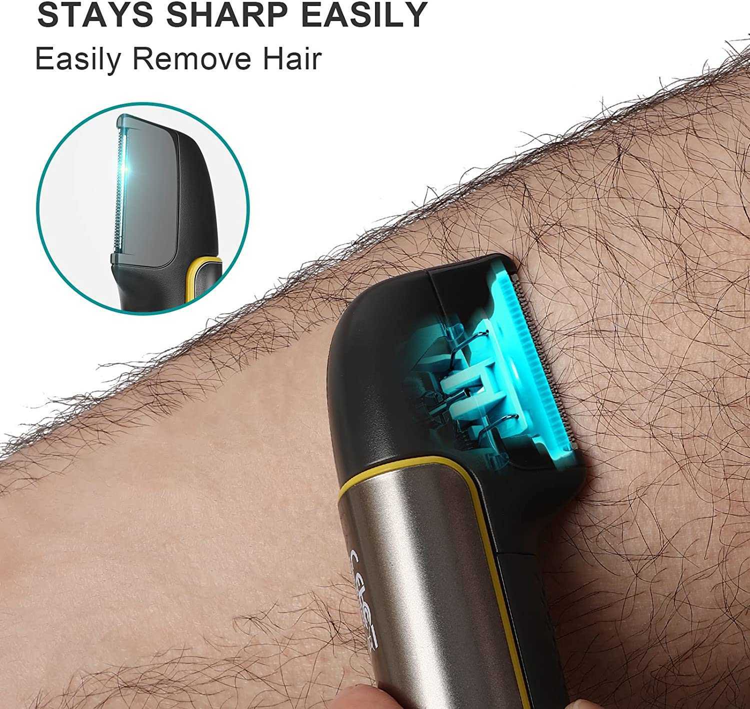 Hair Trimmer Pritech Electric Hair Clipper Groin Body Trimmer Bikini Epilator Rechargeable Pubic Back Body Shaver Razor for Men and Women