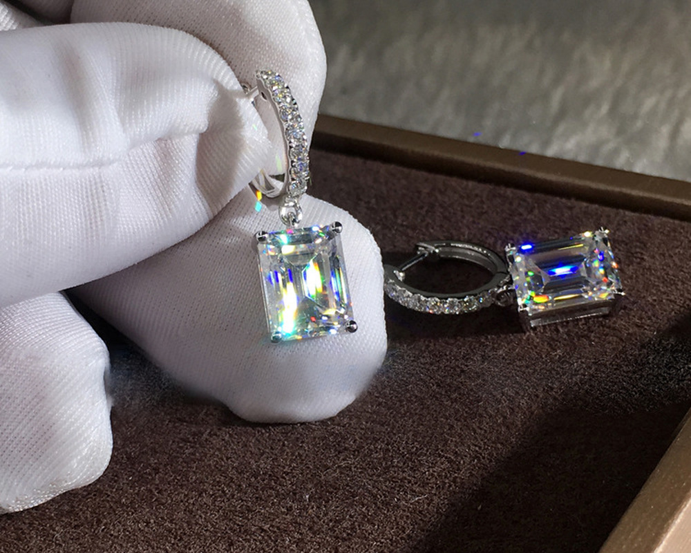 Stud Big Rectangle Bling Zircon Stone Silver Earrings for Women Cute Korean Earrings Fashion Jewelry 925 Silver 230711