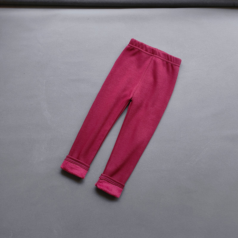 Trousers Autumn Winter Girls Fleece Leggings Kids Slim Thermal children's Solid Color Plus Velvet Warm Pants 230711