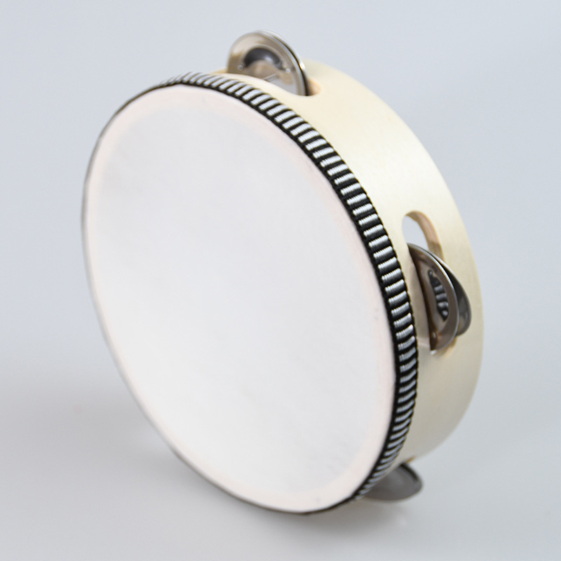Drum Tambourine Bell Hand Held Tambourine Birch Metal Jingles Kids School Musical Toy KTV Party Percussion Toy