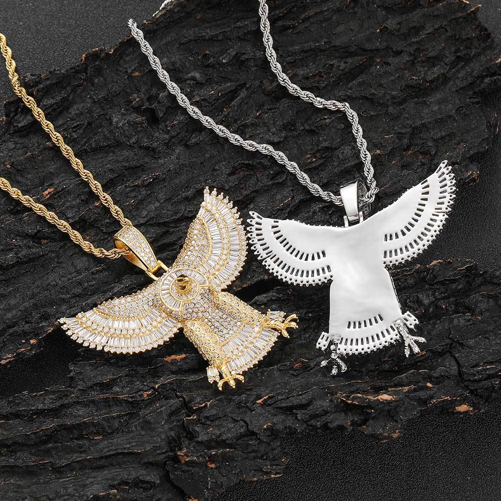 Hip Hop Eagle Pendant Necklace Topbling Ice Out 18k Real Gold Plated Men Jewelry