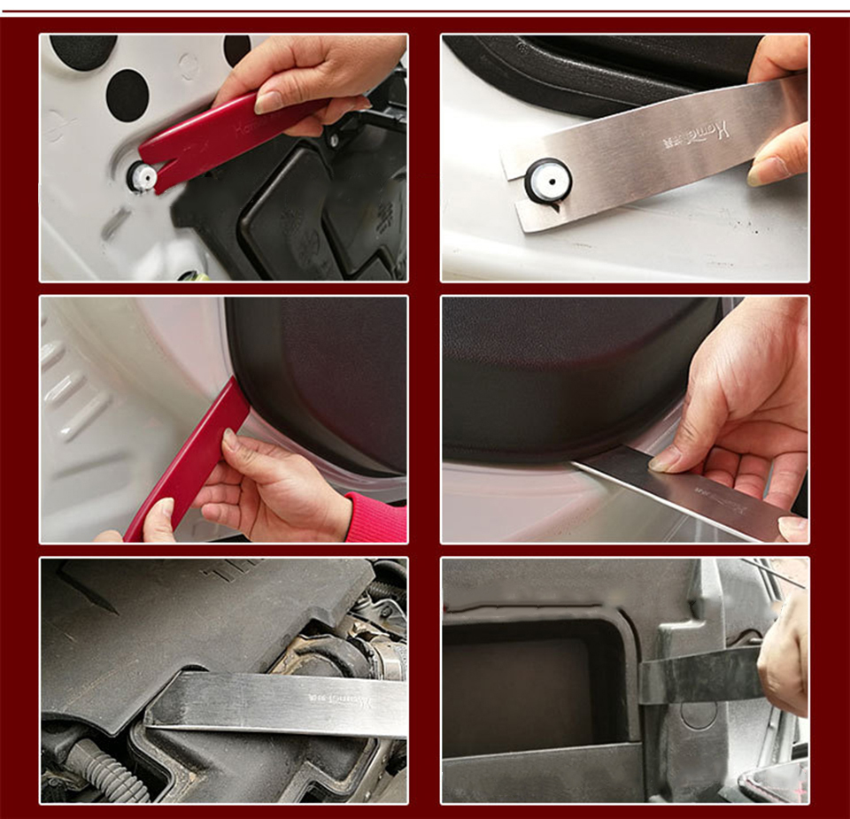 8-Piece Car Stereo Tools & Door Clip Remover Set, Anti-Scratch Plastic and Stainless Steel Pry Bar Kit for Professional Audio Installation & Auto Repa