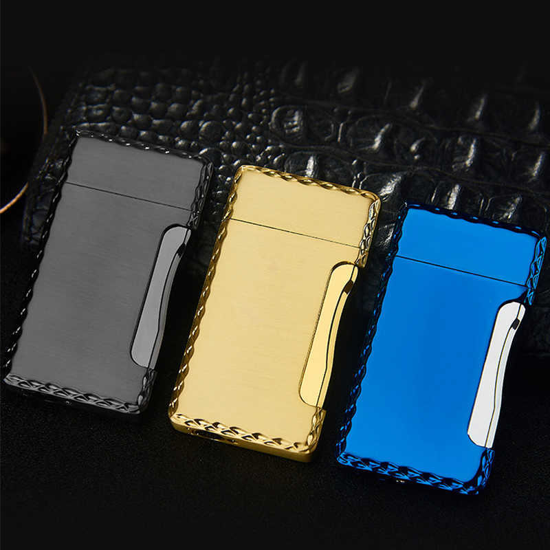 New Metal Double Flame Jet No Gas Lighter Grinding Torch Turbo Flint Free Fire Butane Windproof Cigarette Cigar 934K W260202