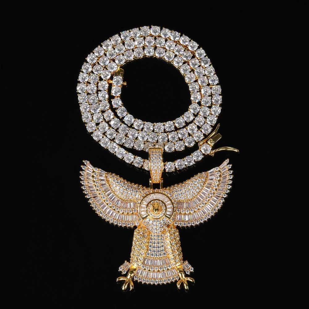 Hip Hop Eagle Pendant Necklace Topbling Ice Out 18k Real Gold Plated Men Jewelry