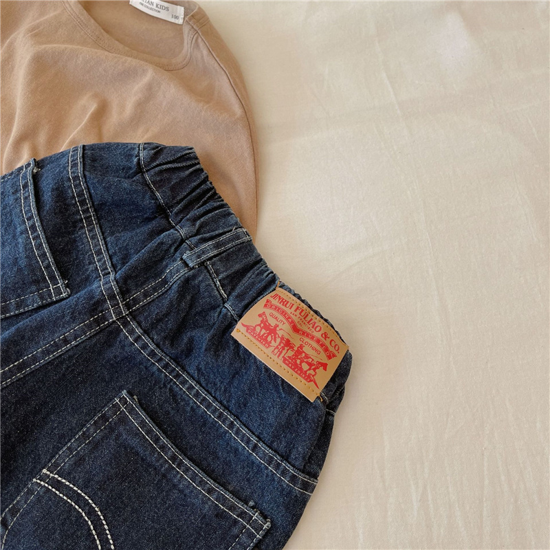 Jeans Autumn Korean style children solid color loose jeans 1 7 years boys girls fashion brief casual denim pants 230711