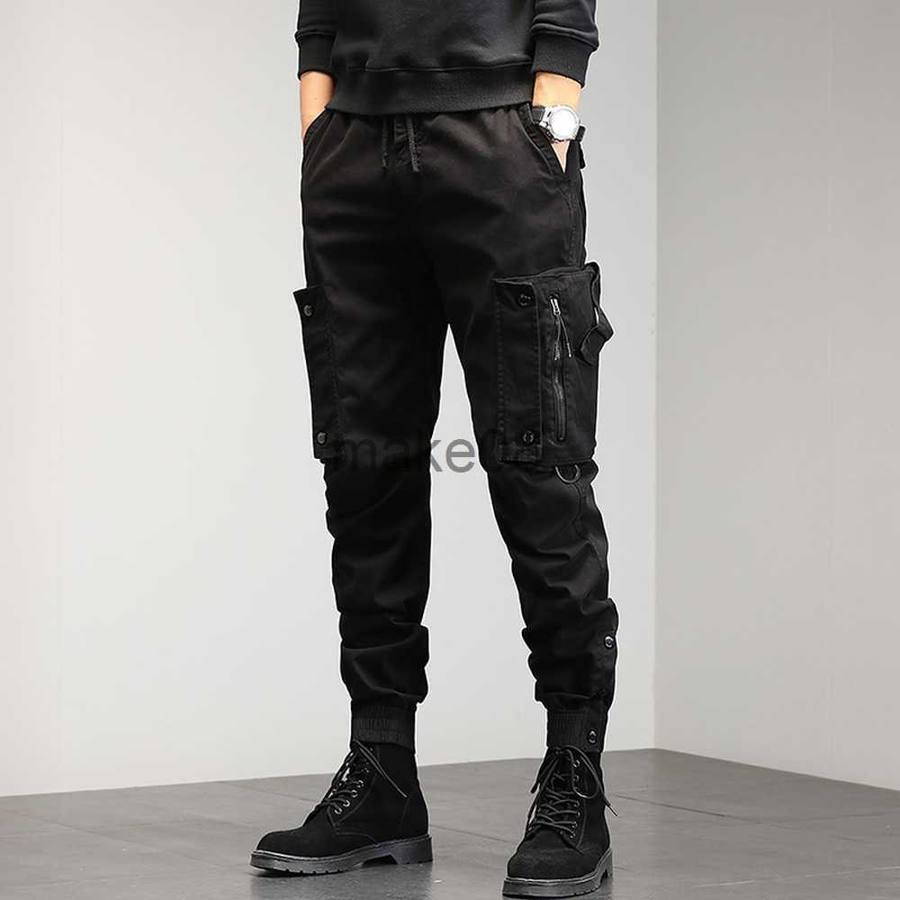 Men's Khaki Cargo Drawstring Ankle Length 9 Part Trousers Streetwear Fashion Cotton Men Casual Work Pants Military Z260315