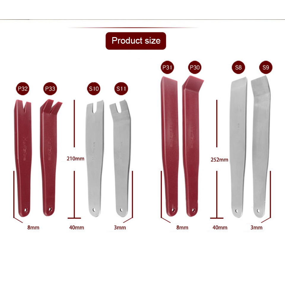 8-Piece Car Stereo Tools & Door Clip Remover Set, Anti-Scratch Plastic and Stainless Steel Pry Bar Kit for Professional Audio Installation & Auto Repa