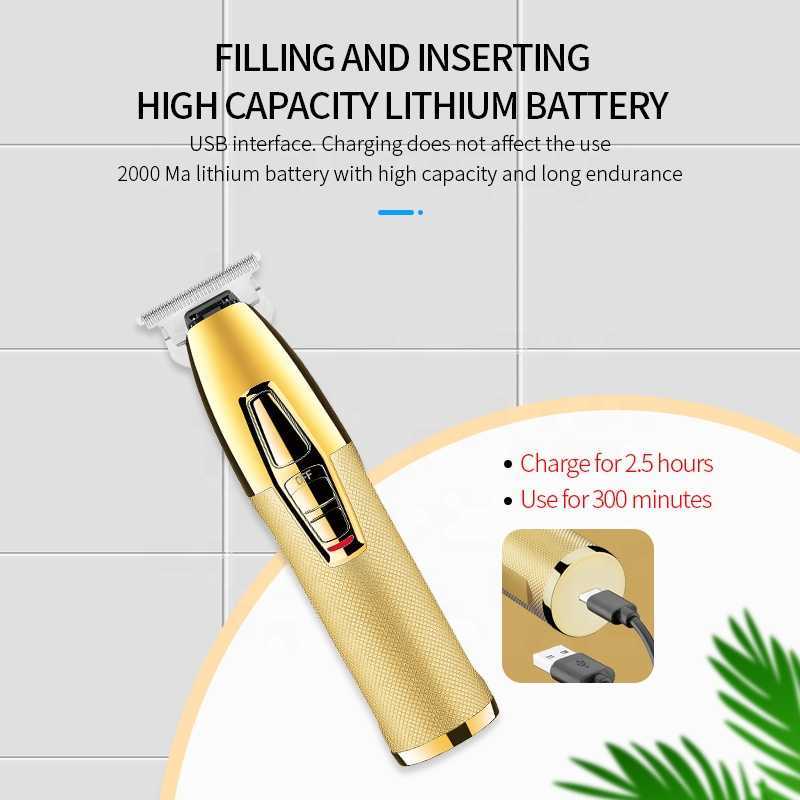 Hair Trimmer Kemei Professional Hair Clipper For Men Adjustable Electric Beard Hair Trimmer Rechargeable Barber Machine Cordless Metal Handle