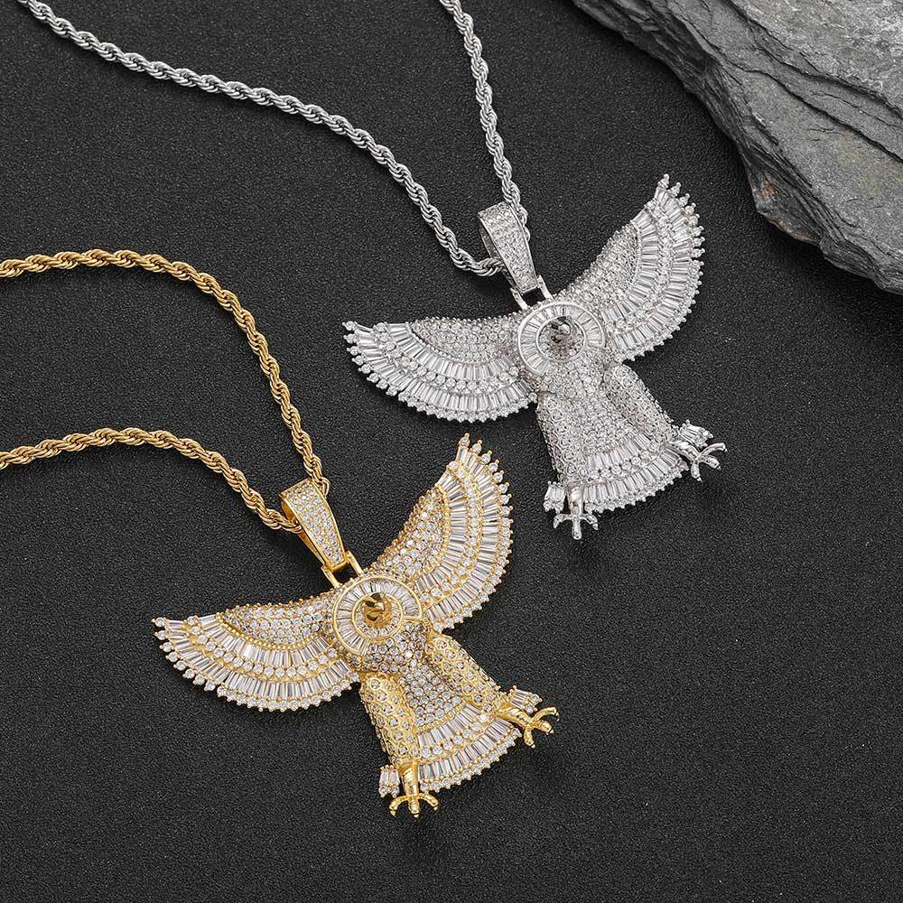 Hip Hop Eagle Pendant Necklace Topbling Ice Out 18k Real Gold Plated Men Jewelry