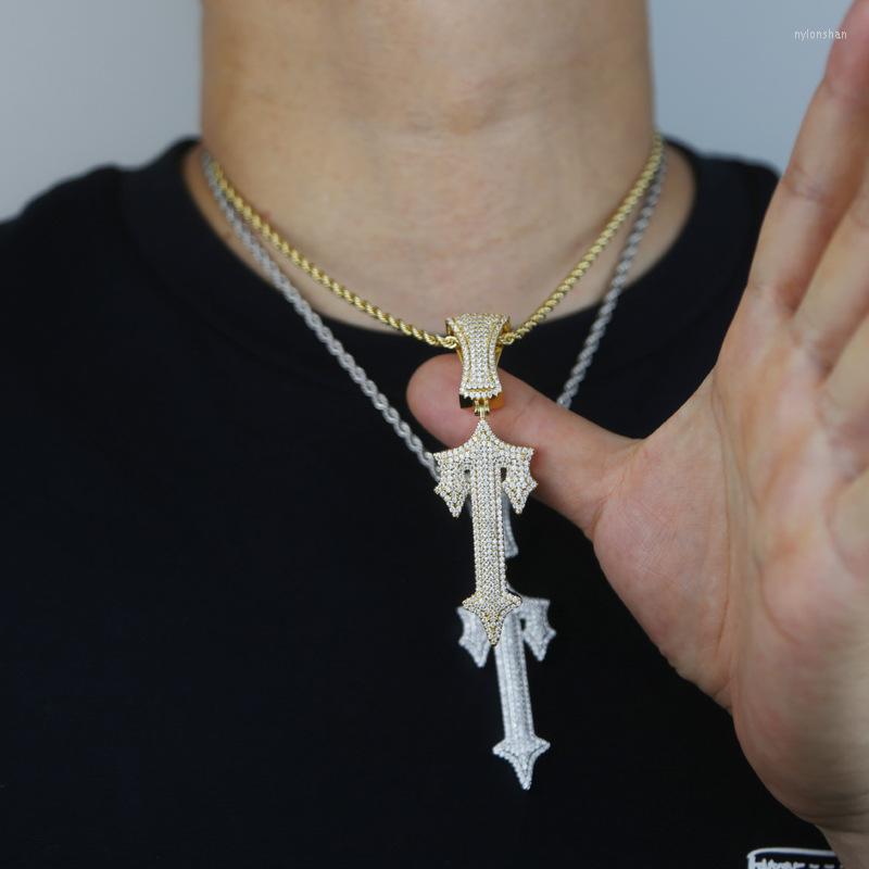 Pendant Necklaces Iced Out Zirconia Letter Trap Rapper Star Necklace For Men Real Gold Plated Solid Back Rock Street Jewelry