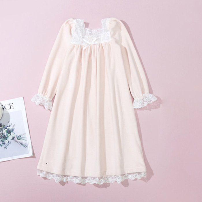 Pajamas Cute Children Girl's Pink Princess Sleepshirts Royal Style Lace Square Neck Nightgowns Vintage Toddler Kids Nightdress Sleepwear 230711
