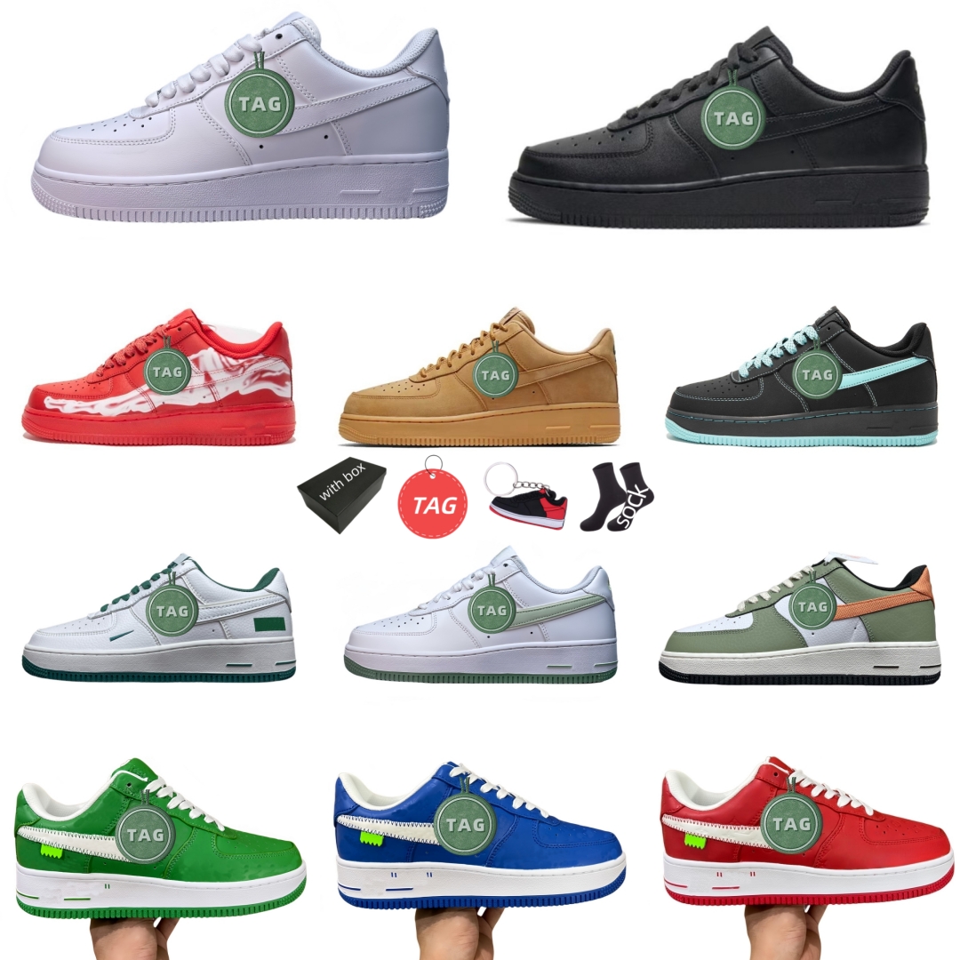 2023 FORCE Running Shoes Sale Outdoor Men Low Skateboard Shoes Cheap One Unisex 1 Knit Euro Airs High Women All White Black Wheat New Pattern Designer Sneakers