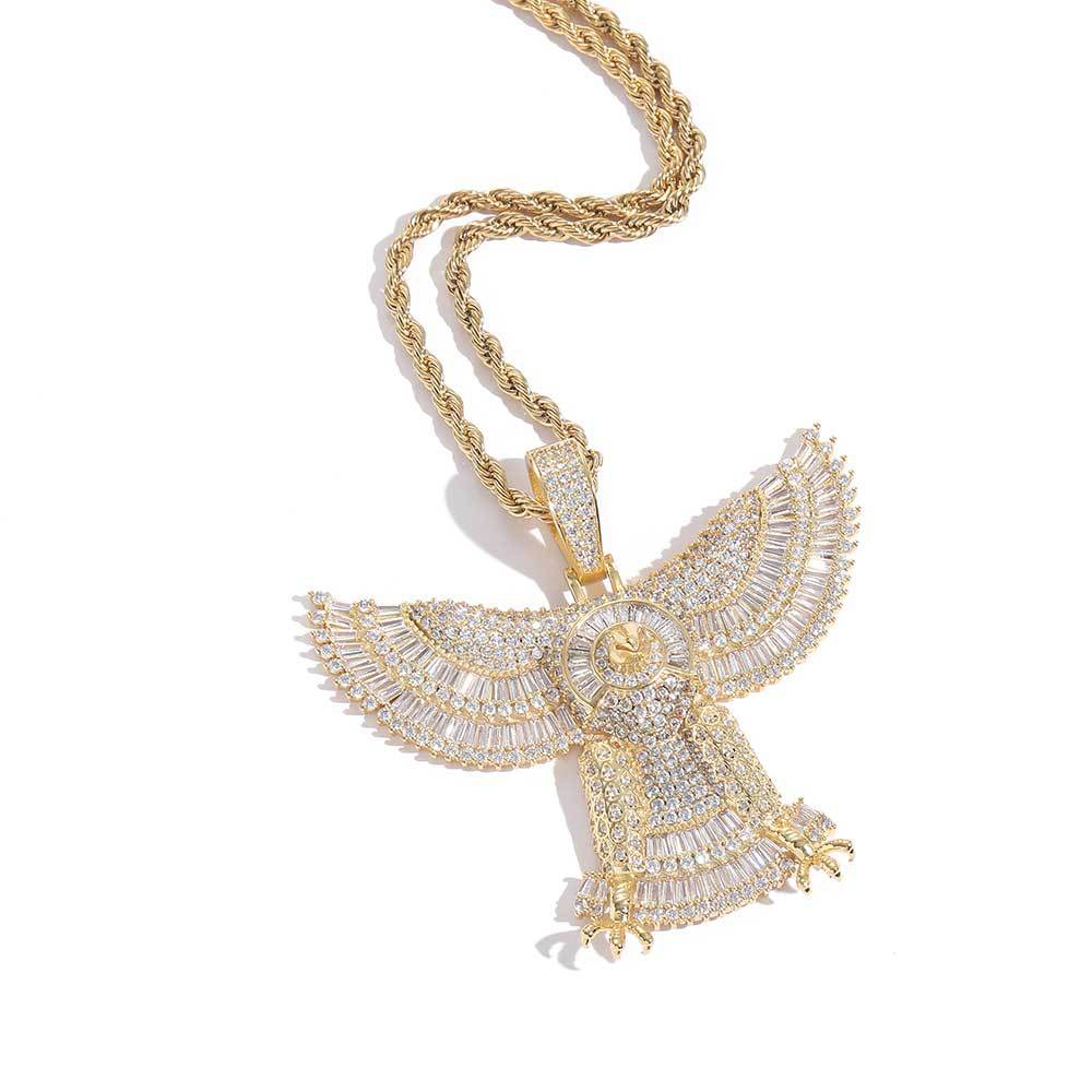 Hip Hop Eagle Pendant Necklace Topbling Ice Out 18k Real Gold Plated Men Jewelry