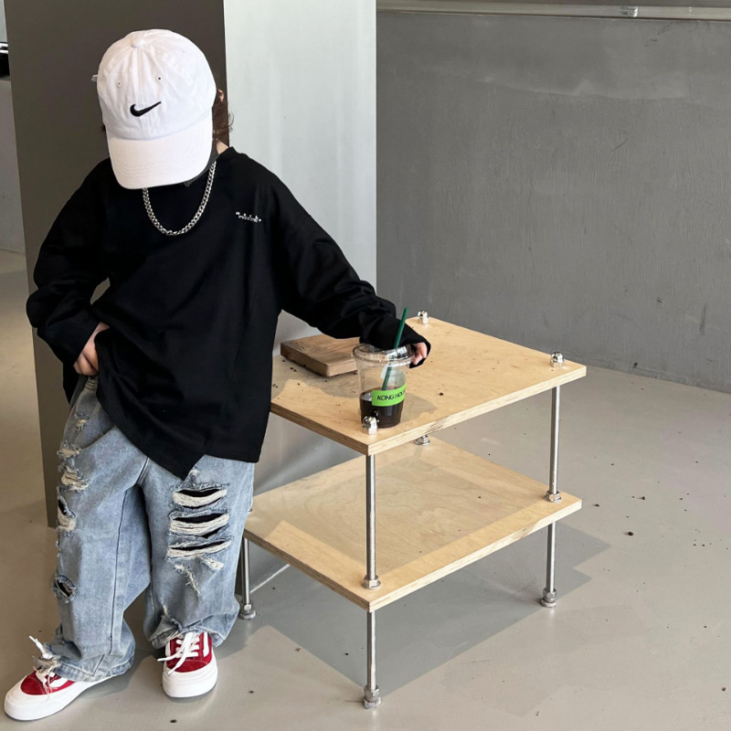 Jeans 2023 Spring Kids Trousers Boys Fashion Ripped Baby Girls Loose Casual Denim Pant 230711