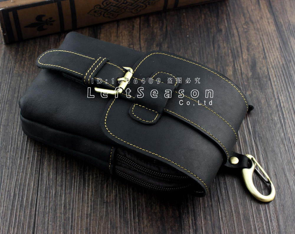 Evening Bags Crazy Horse Genuine Leather Cell Phone Belt Hook Purse Men Waist punch Bag 230711
