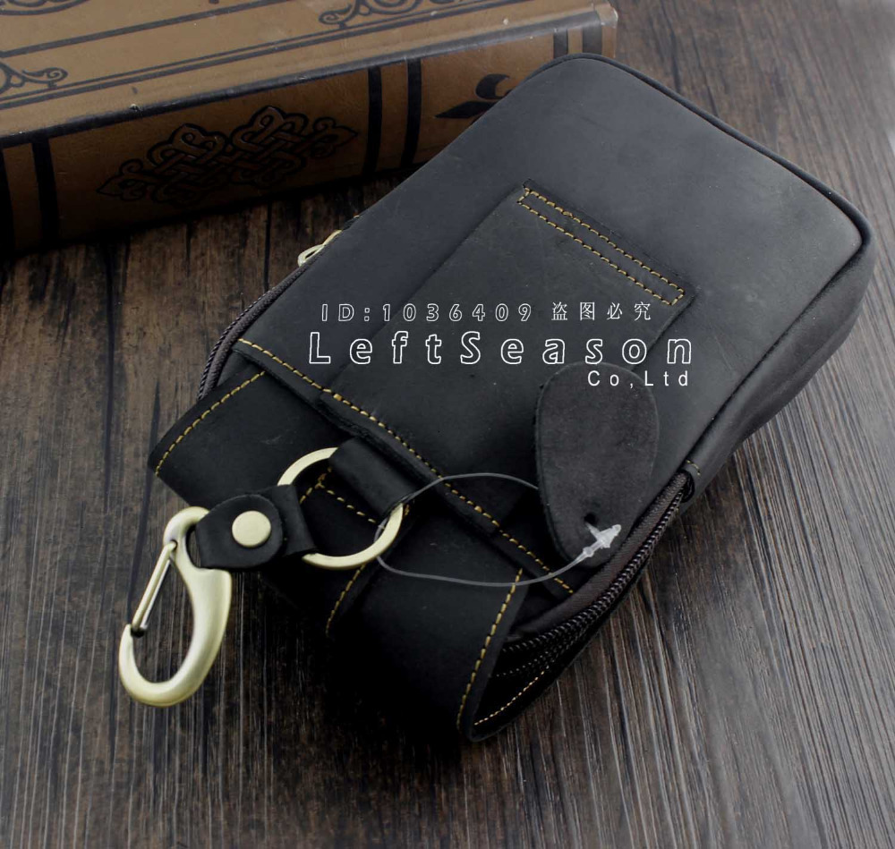 Evening Bags Crazy Horse Genuine Leather Cell Phone Belt Hook Purse Men Waist punch Bag 230711