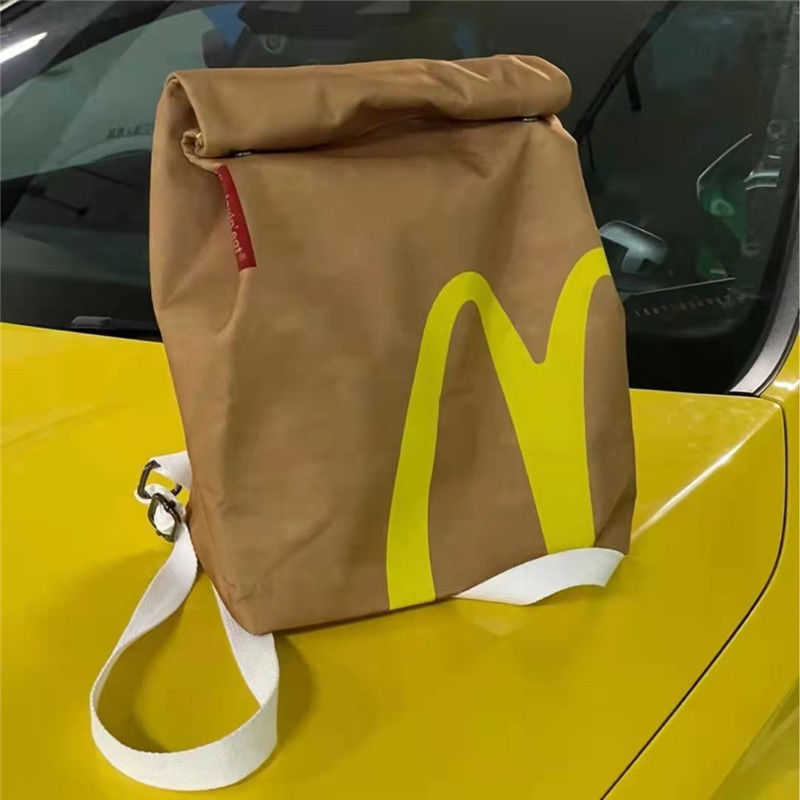 Funny Cute Cartoon French Fries Packaging Bags Student Woman Schoolbag Canvas Backpack Large Capacity Messenger Bag HandBag