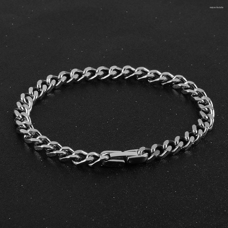 Link Bracelets Fashion Men Stainless Steel Cuban Chains 6mm/8mm Width Dubai Curb Chain Bangle Wrist Male Jewelry