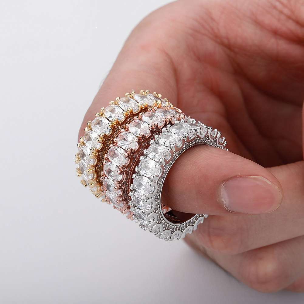 Wedding Rings TOPGRILLZ Womens Ring Full Iced Out Micro Pave Cubic Zirconia Simple Rings Wedding Rings Hip Hop Jewelry For Gift 230713
