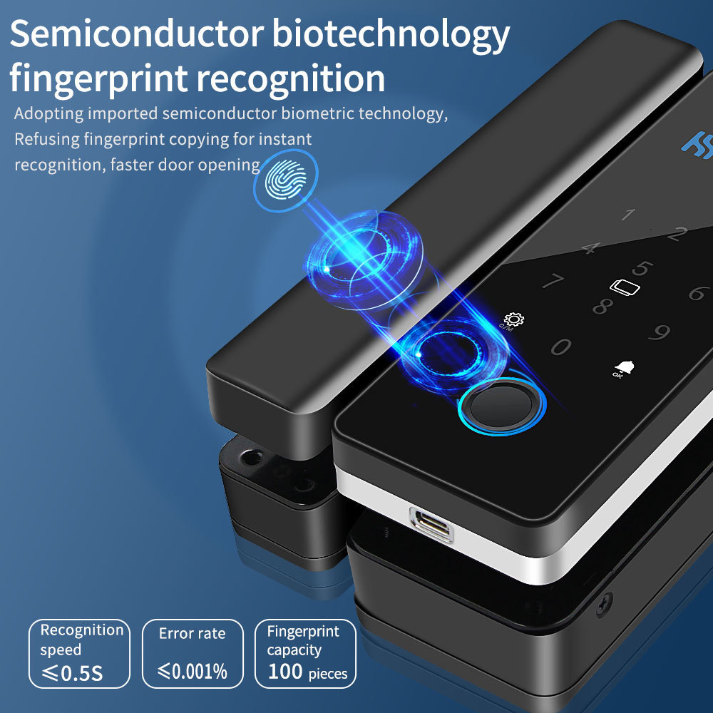 Recognition System Smart Phone Hahalock APP Fingerprint Lock Bluetooth Sliding Glass Door Electronic IC Card with Attendance Record 230712